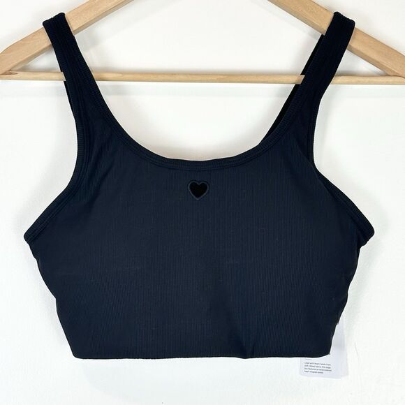 Lululemon Heart Nulu Ribbed Scoopneck Bra B/C Black Size M Valentine Pilates